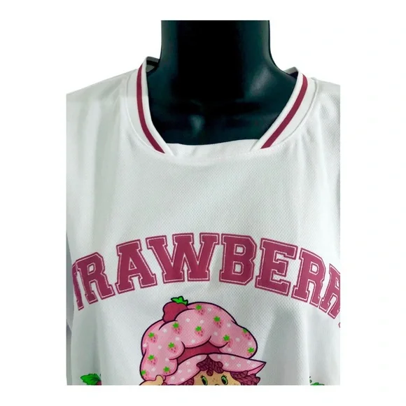 Strawberry shortcake white strawberry shortcake printed jersey size large new - Picture 3 of 10